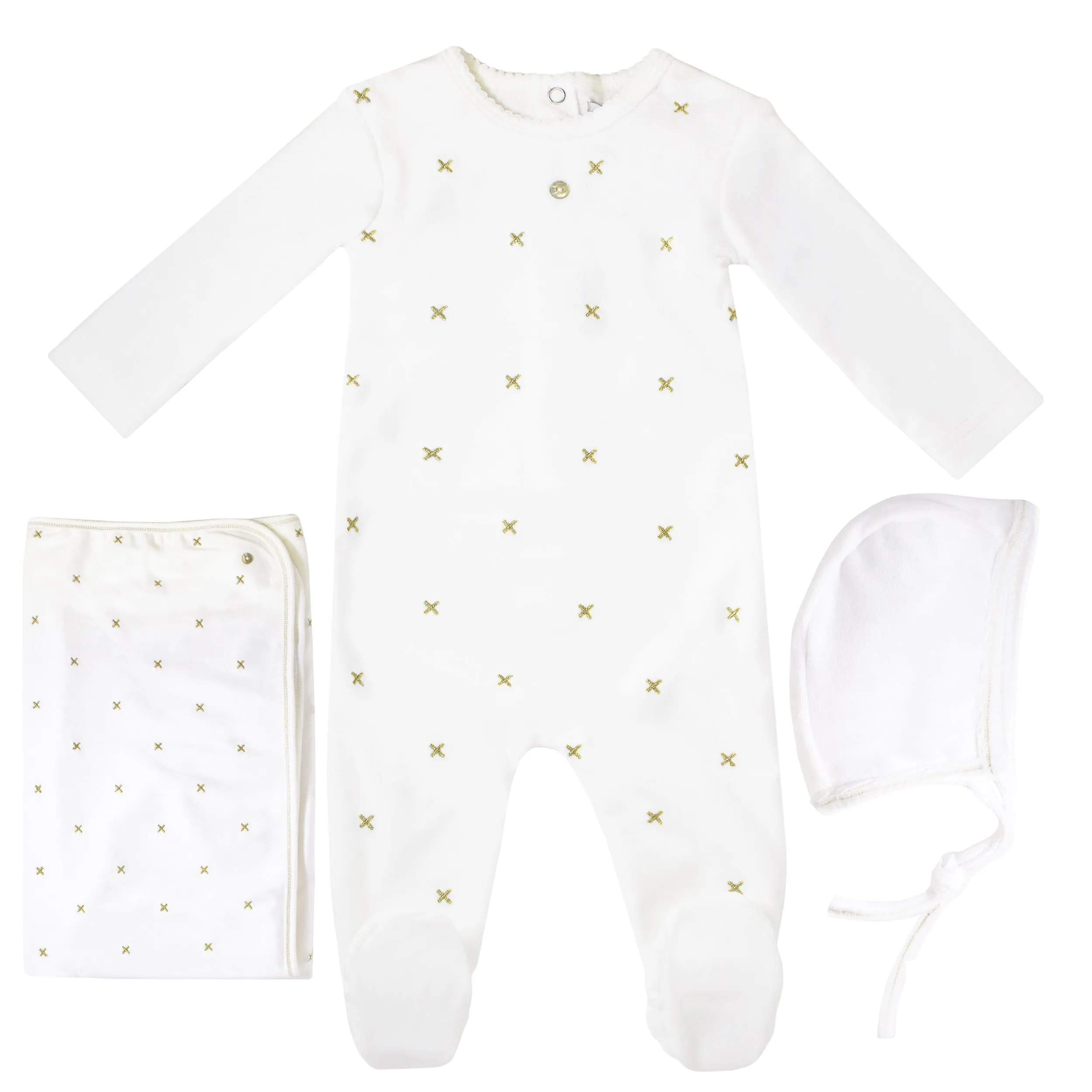 Kipp Baby Gold Velour Metalic Layette Set