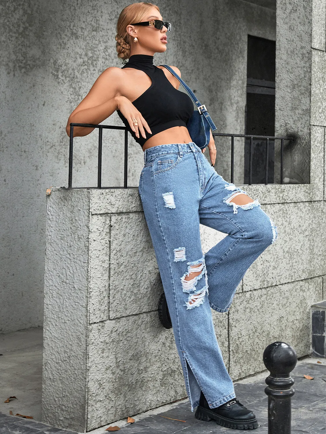 Kody Distressed Slit Jeans