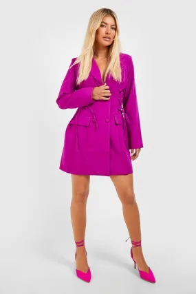 Lace Up Waist Tailored Blazer Dress