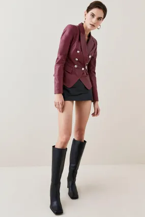 Leather Button Blazer | Karen Millen