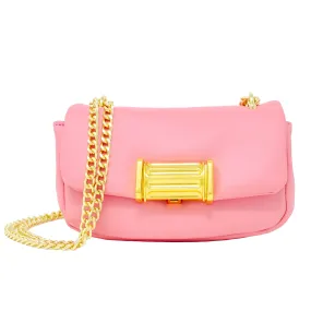 Leather Clutch Bag - Pink