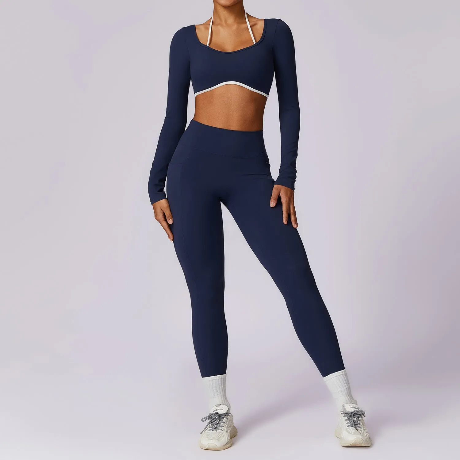 Leisure tight sports fitness wear two-piece yoga suit female 8605