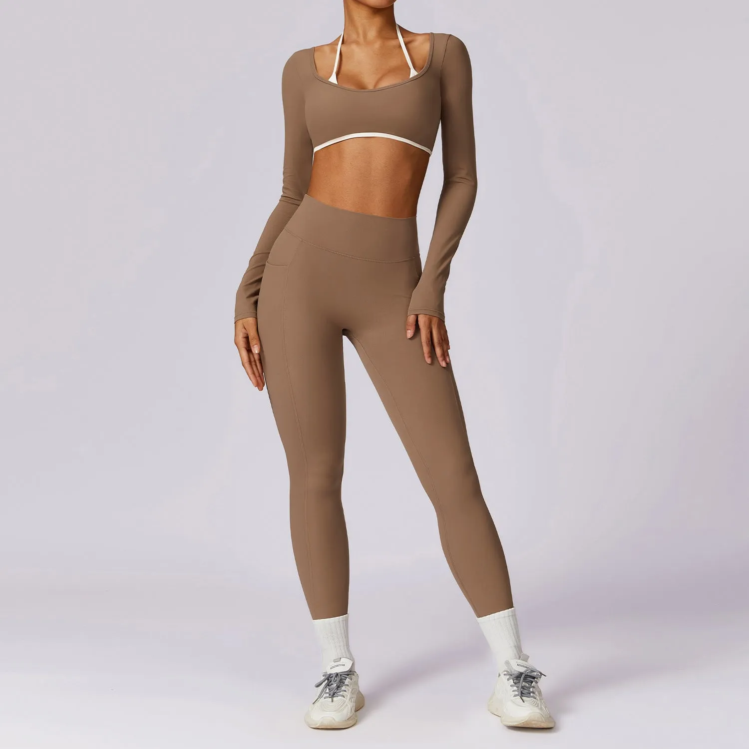 Leisure tight sports fitness wear two-piece yoga suit female 8605