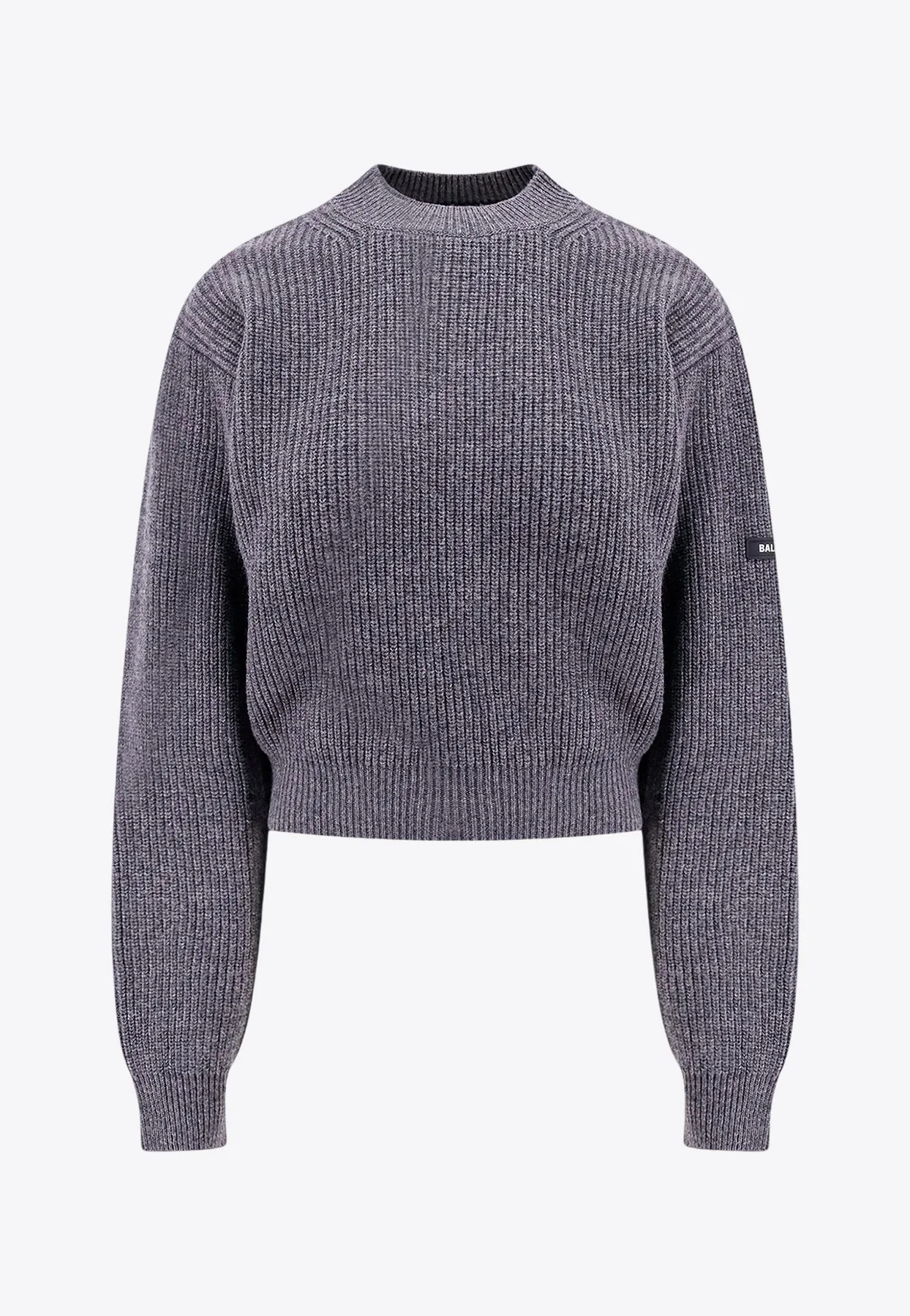 Logo Patch Cropped Wool Sweater