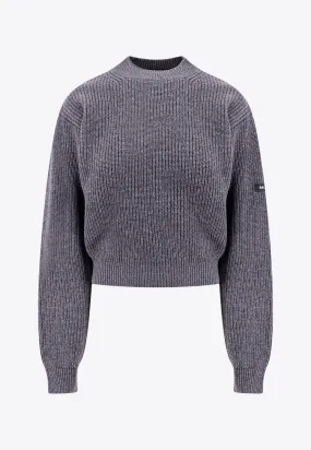 Logo Patch Cropped Wool Sweater