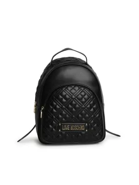 Love Moschino Logo Detailed Zipped Quilted Backpack