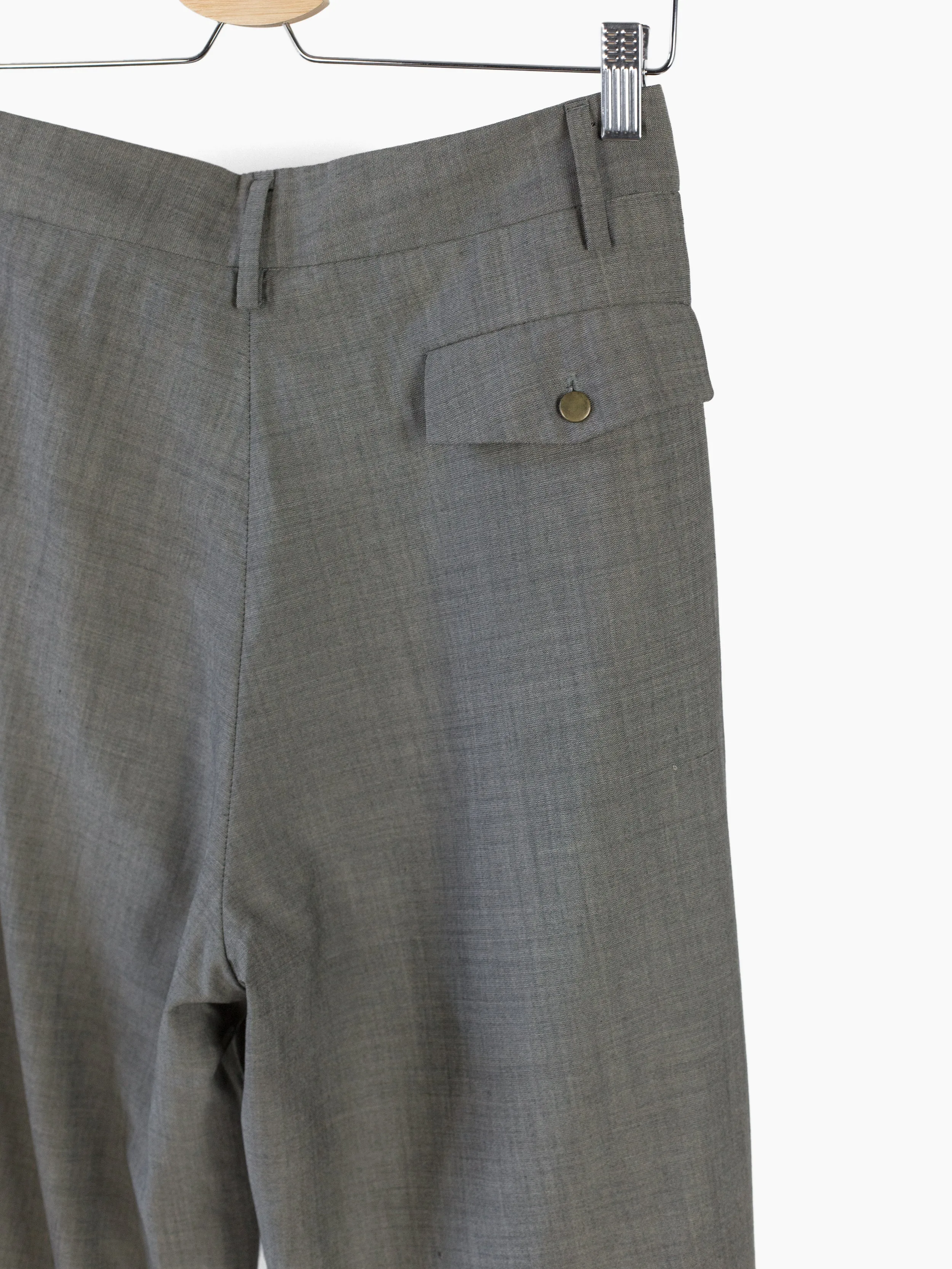 Marithe Francois Girbaud 90s Grey Fin Pleat Twisted Leg Trousers