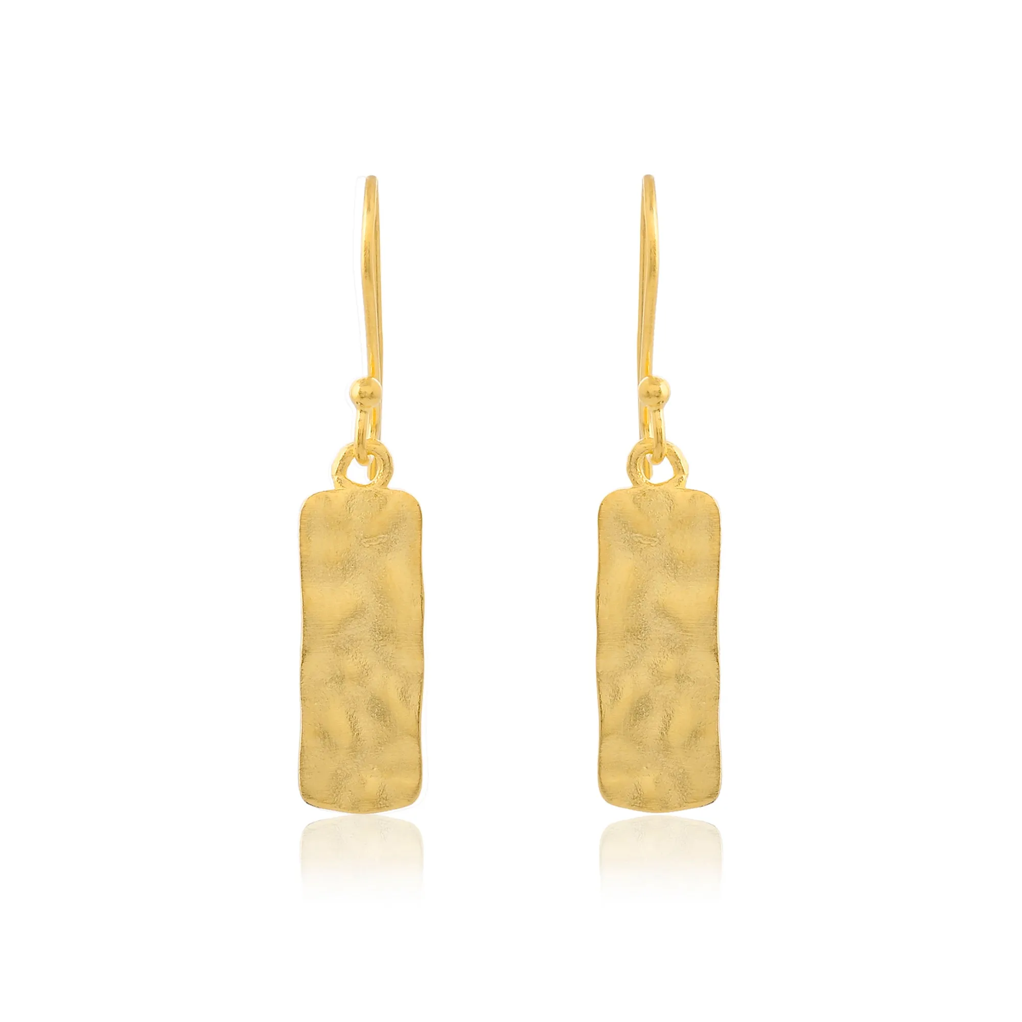 Matt Gold Textured Rectangle Earrings