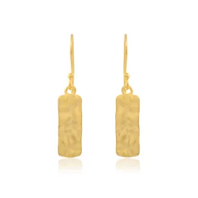 Matt Gold Textured Rectangle Earrings