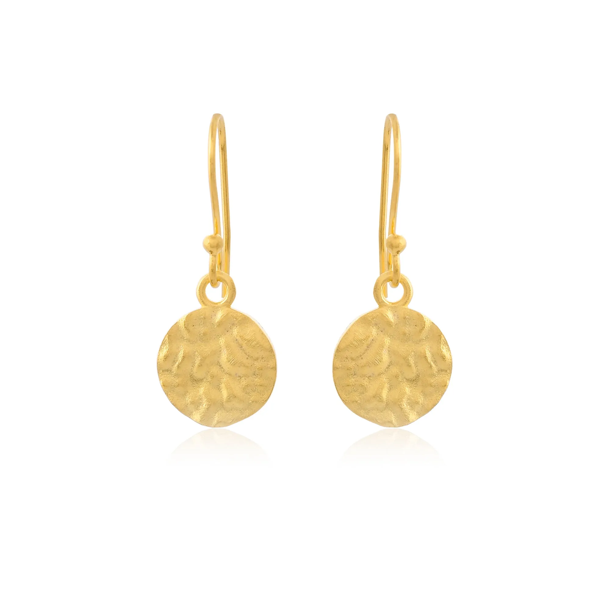 Matt Gold Textured Round Earrings