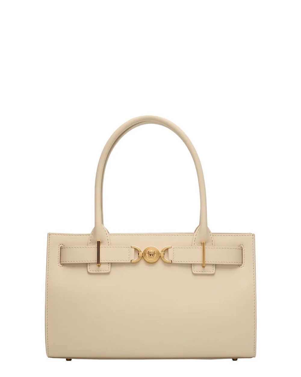 Medusa 95 Large Leather Tote in Light Sand and Gold