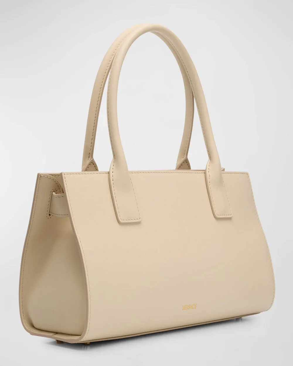 Medusa 95 Large Leather Tote in Light Sand and Gold