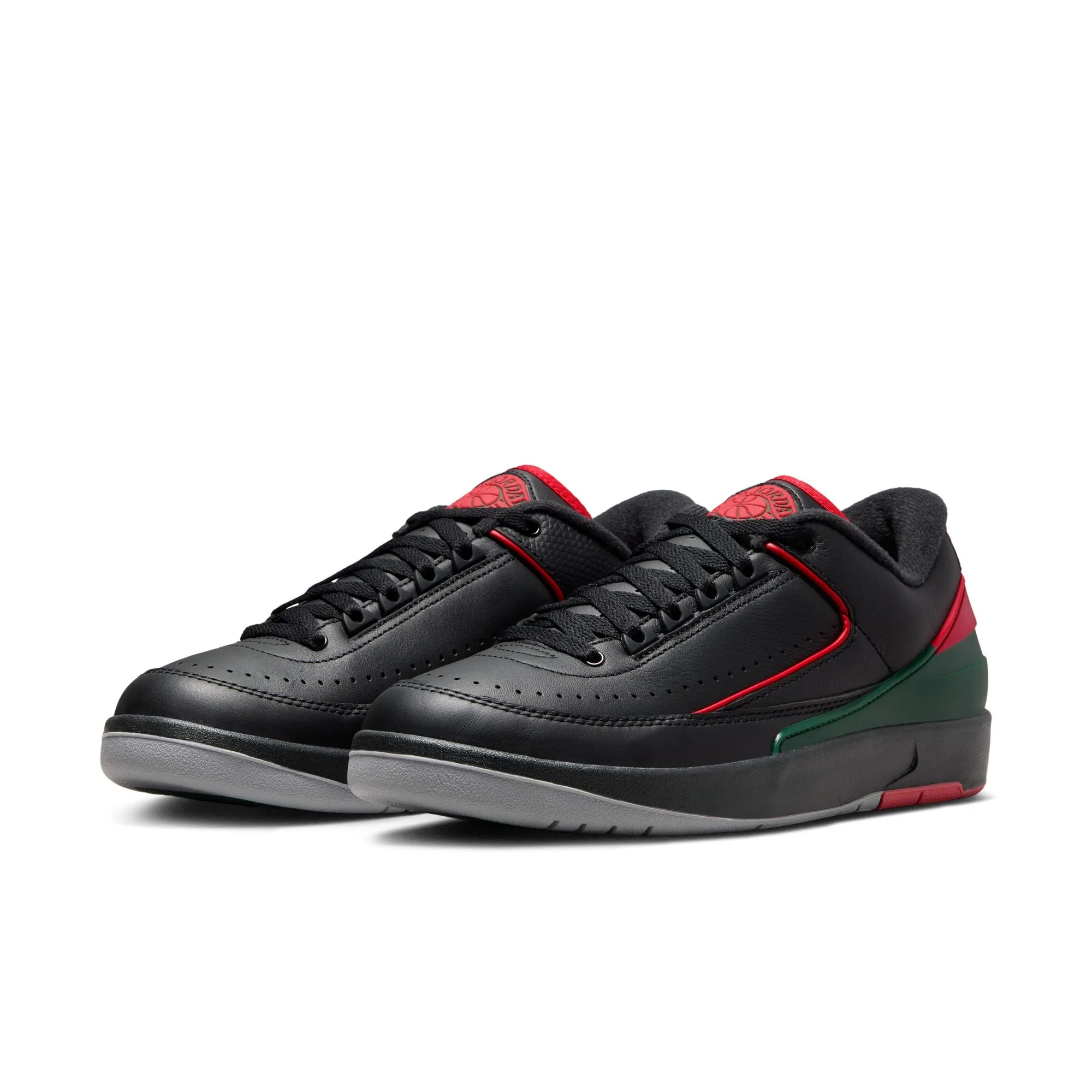 Men's Air Jordan 2 Retro Low-BLACK/FIRE RED-FIR-CEMENT GREY