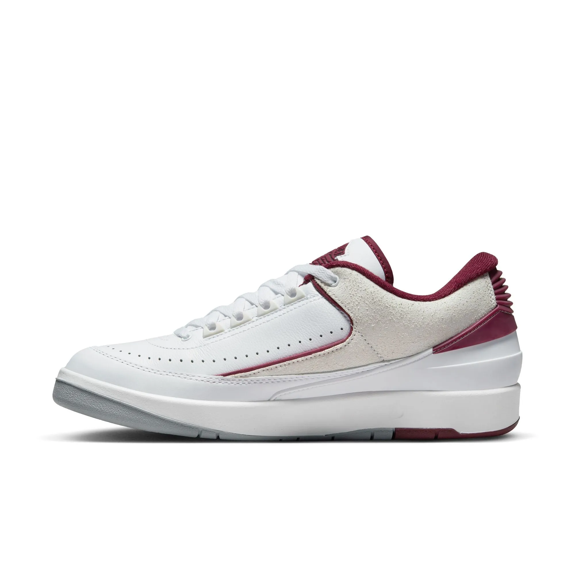 Men's Air Jordan 2 Retro Low - WHITE/CHERRYWOOD RED-LT STEEL GREY