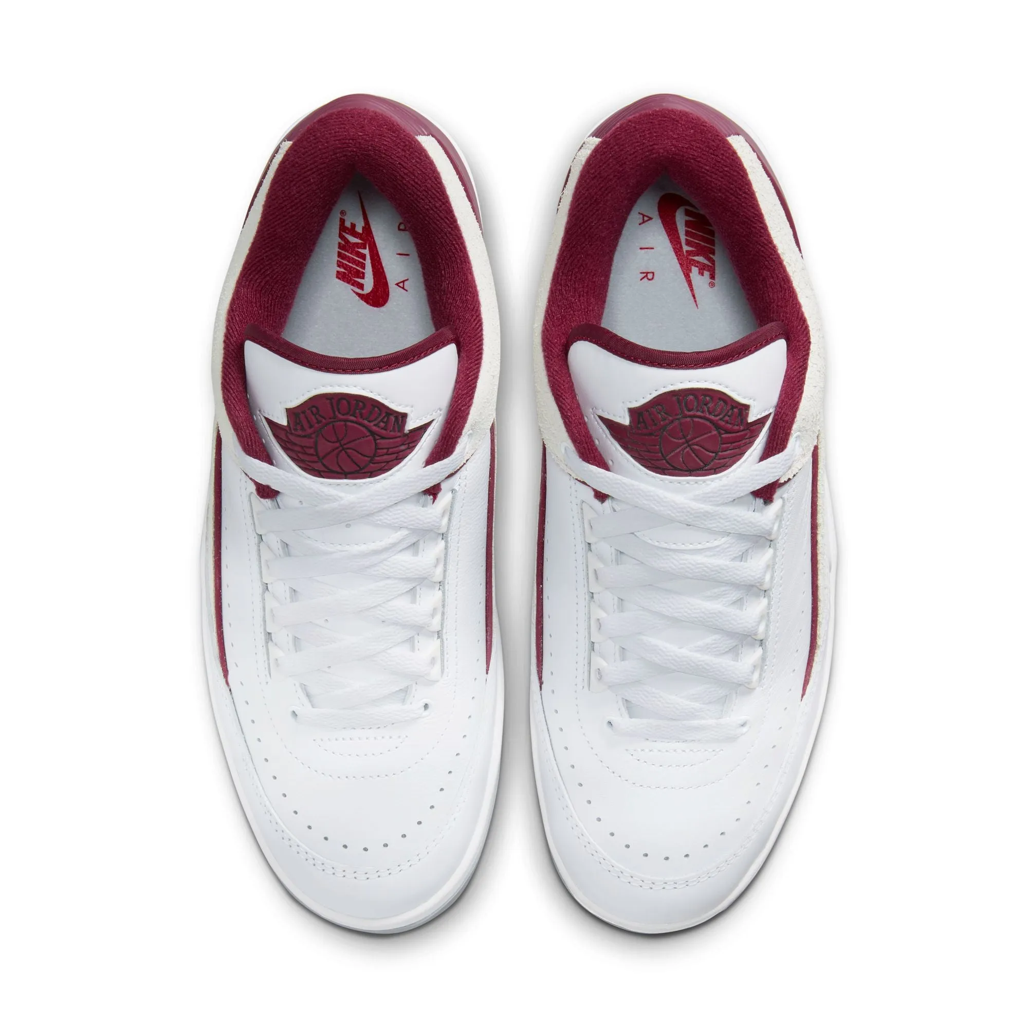 Men's Air Jordan 2 Retro Low - WHITE/CHERRYWOOD RED-LT STEEL GREY