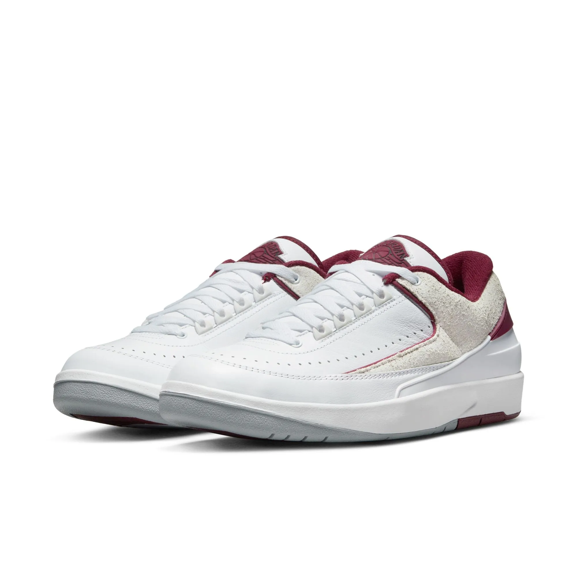 Men's Air Jordan 2 Retro Low - WHITE/CHERRYWOOD RED-LT STEEL GREY