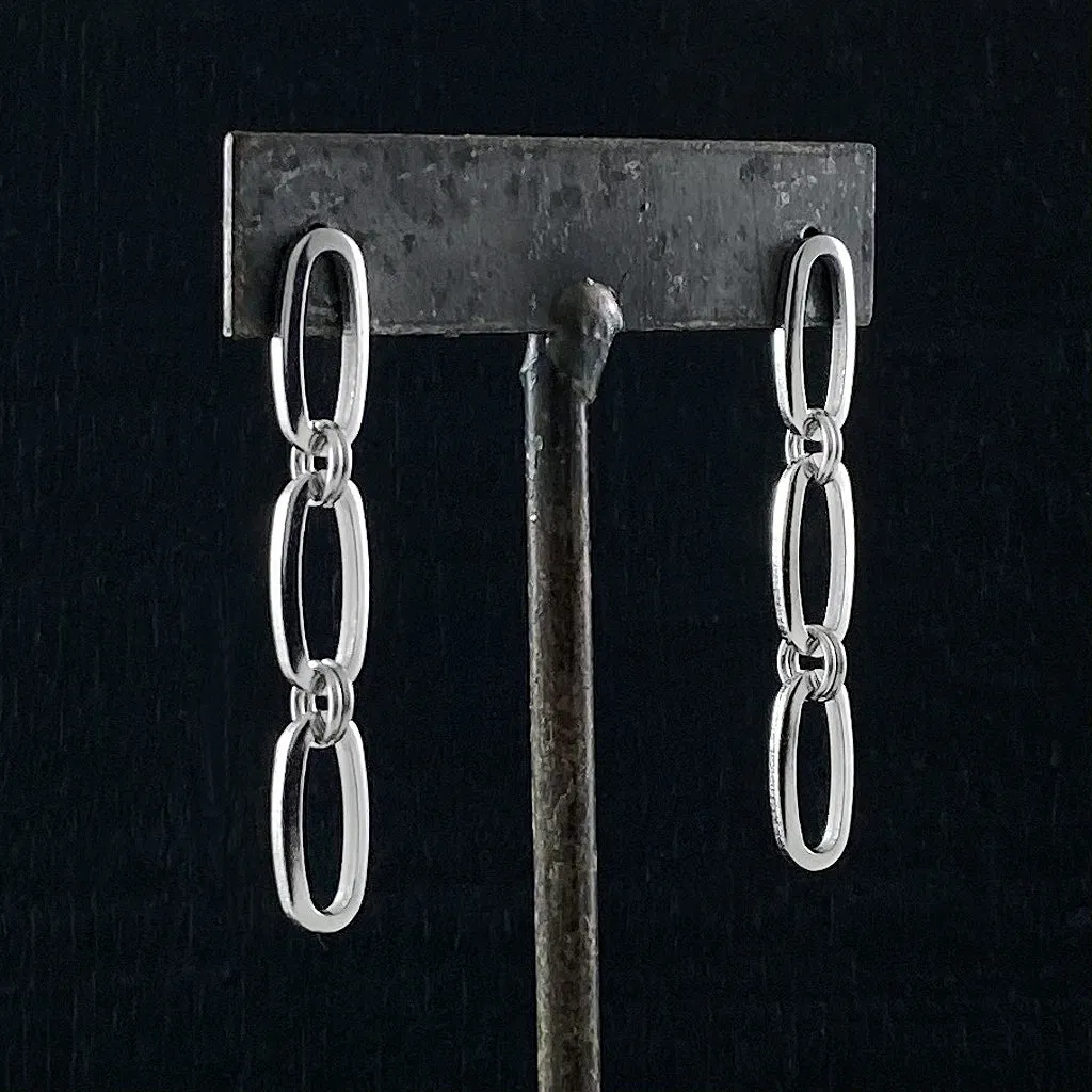 METAL 3 or 5 Oval Link Chain Post Earrings