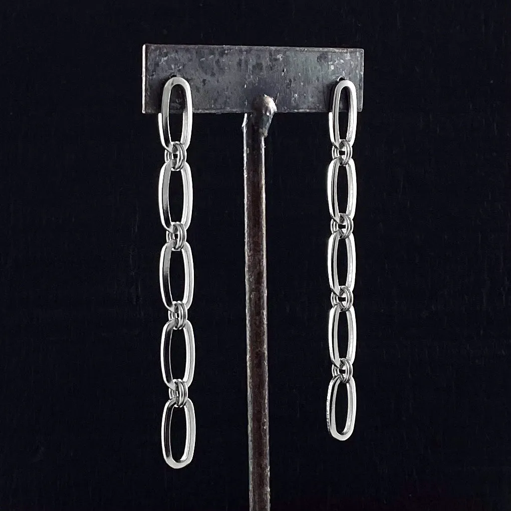 METAL 3 or 5 Oval Link Chain Post Earrings