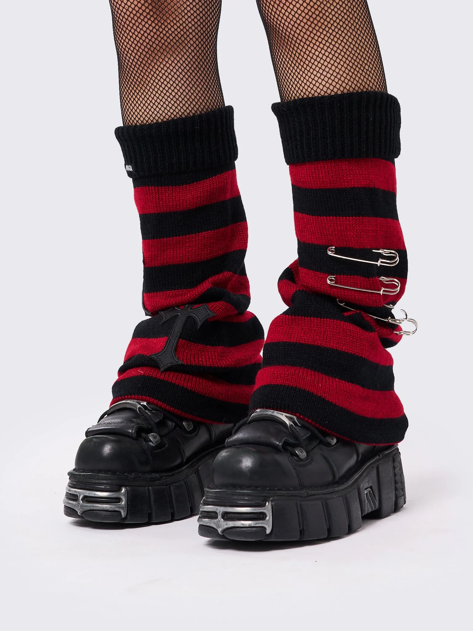 Mica Cross & Safety Pin Striped Leg Warmers