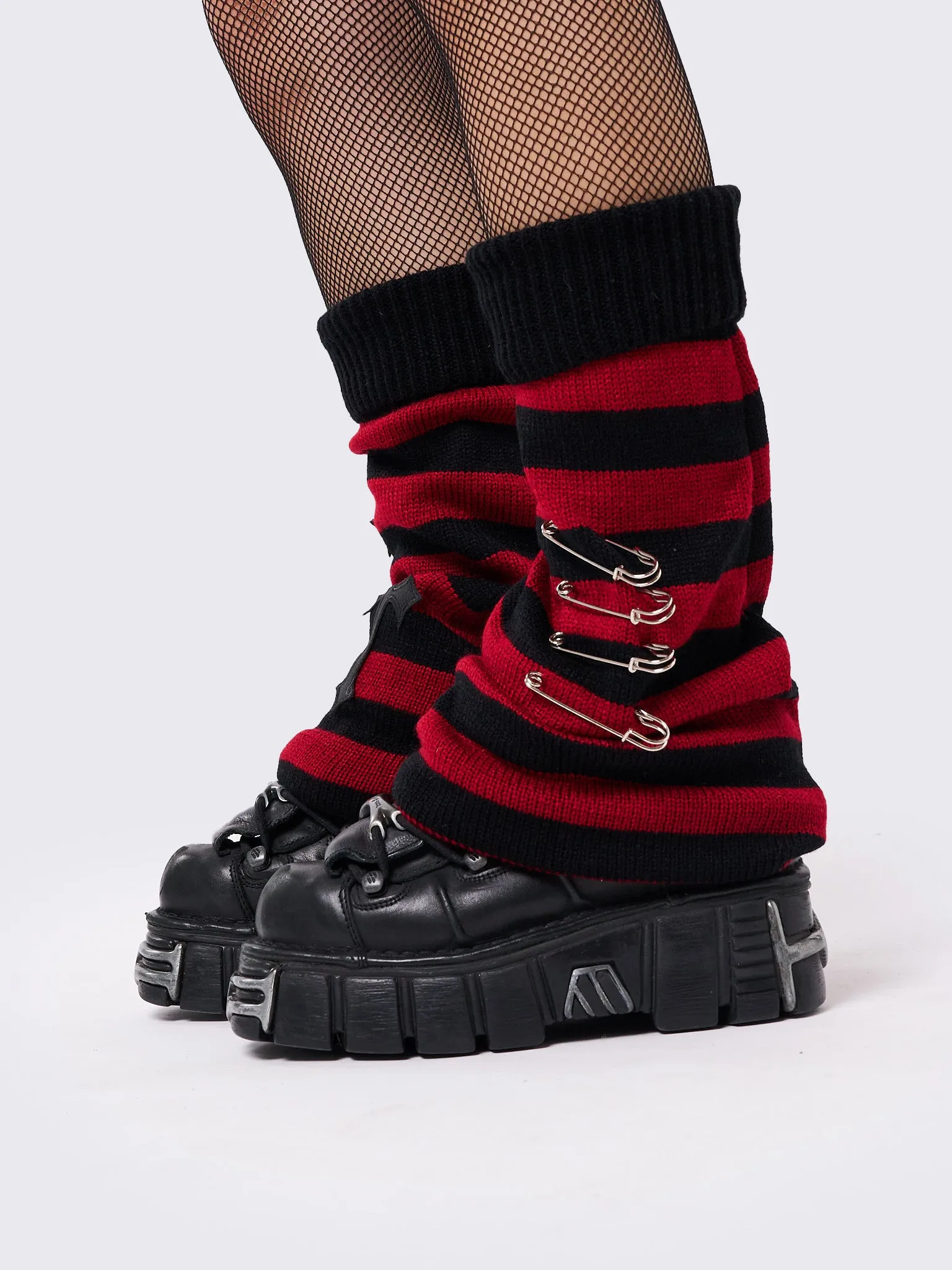 Mica Cross & Safety Pin Striped Leg Warmers