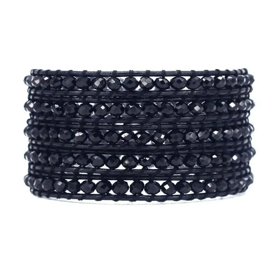 Midnight Black Crystal Wrap Bracelet