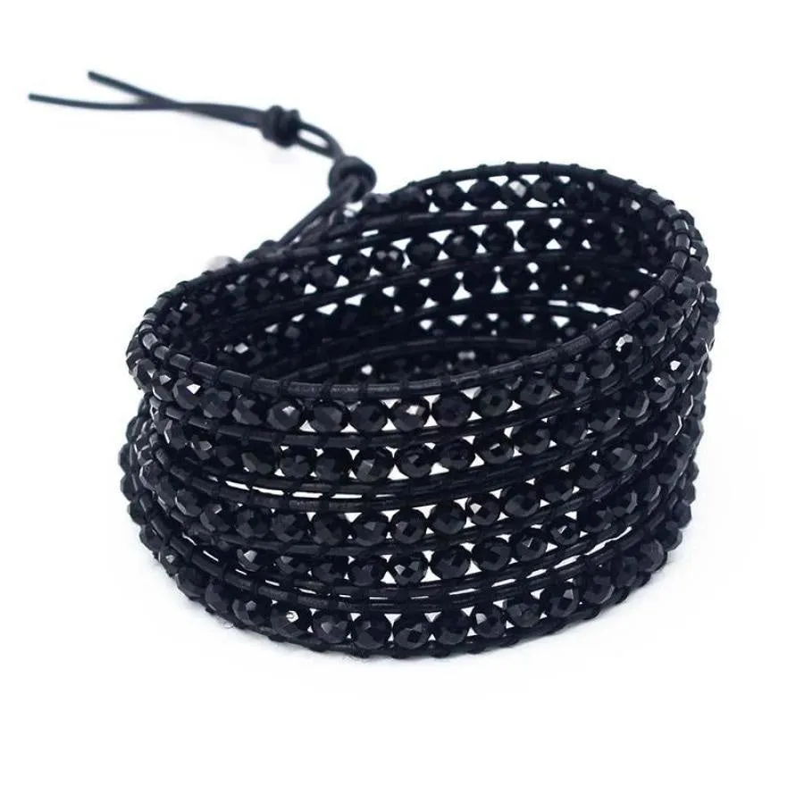 Midnight Black Crystal Wrap Bracelet