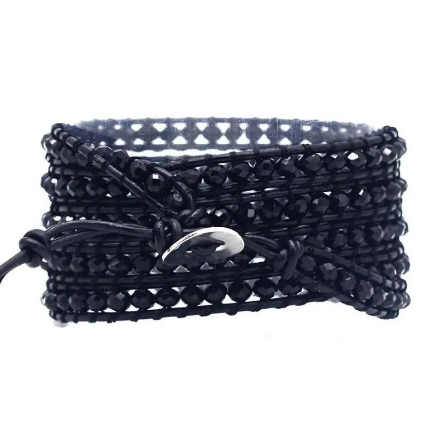 Midnight Black Crystal Wrap Bracelet