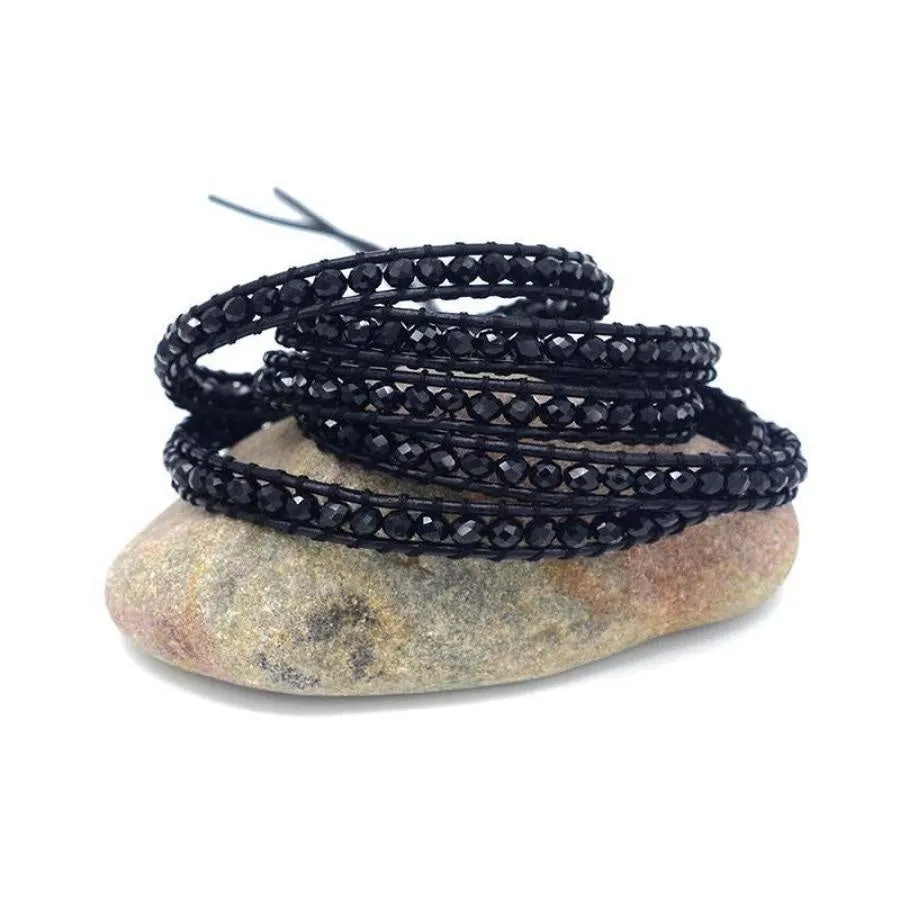 Midnight Black Crystal Wrap Bracelet