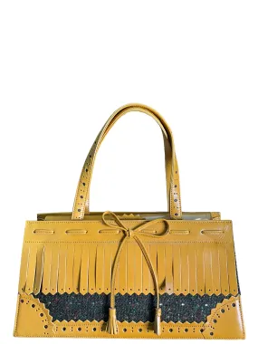 Moschino Yellow Fringe Leather Handbag