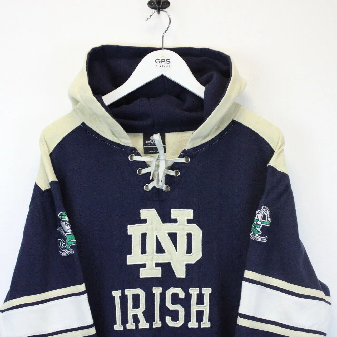 NCAA NOTRE DAME Fighting Irish Hoodie Navy Blue | Large