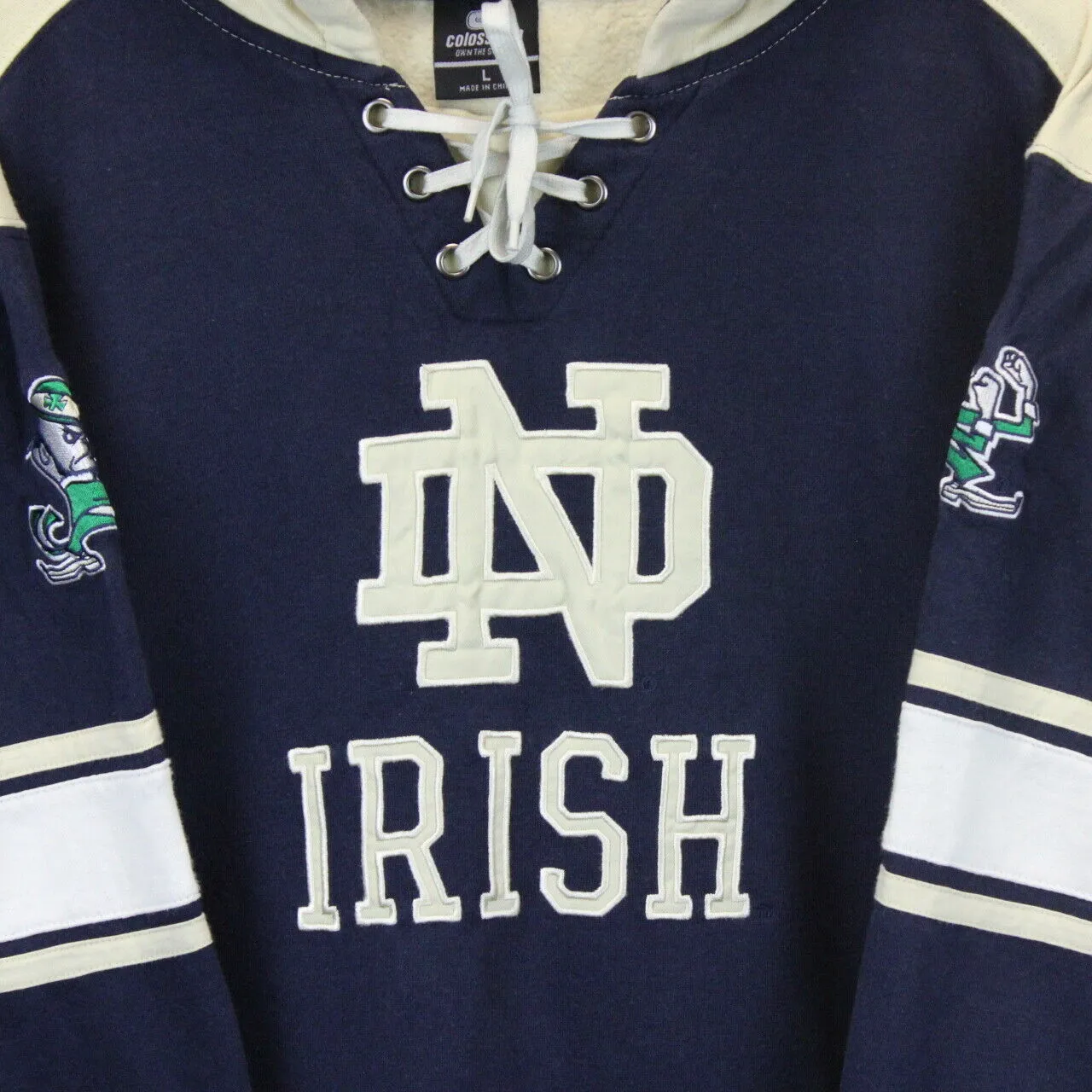 NCAA NOTRE DAME Fighting Irish Hoodie Navy Blue | Large