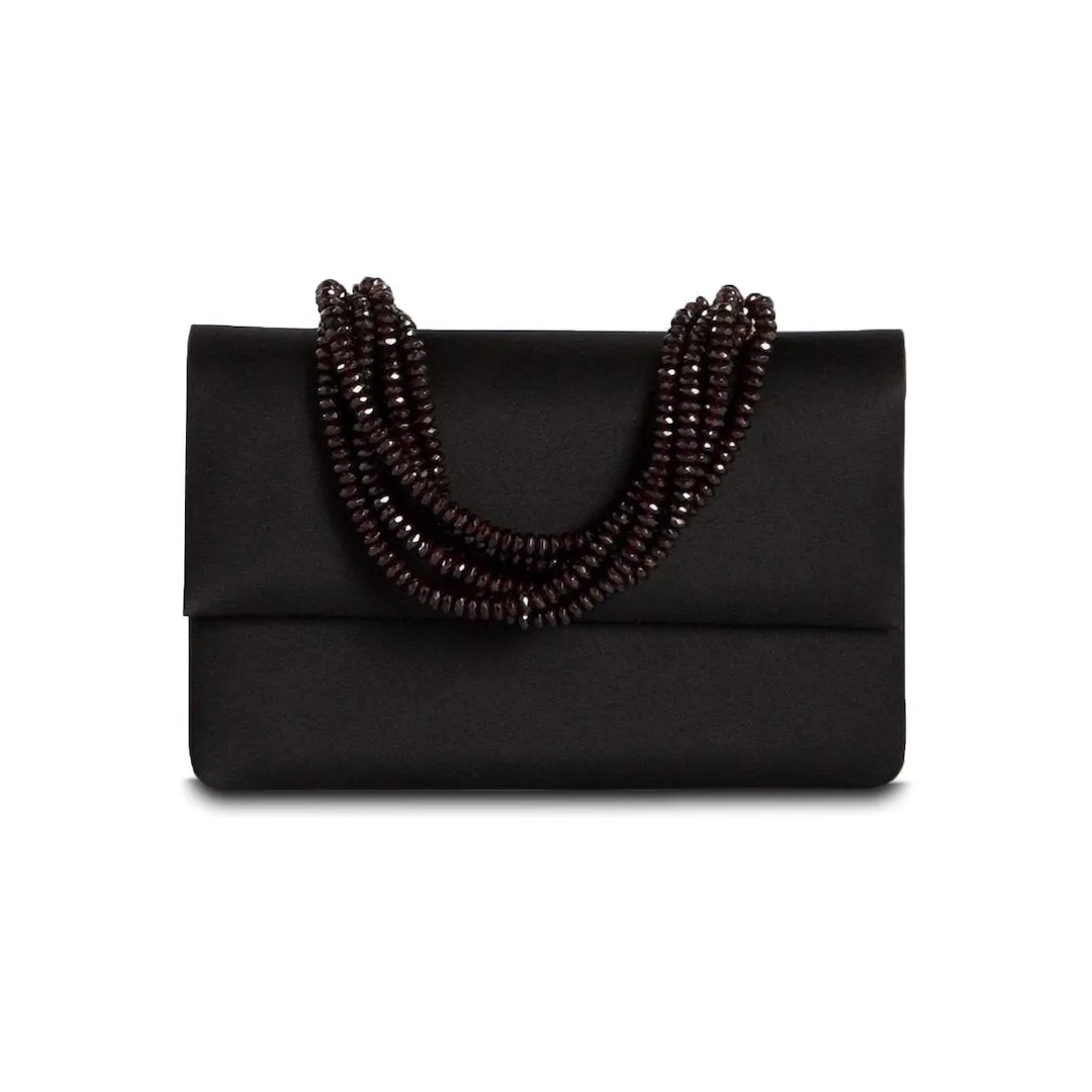 Necklace Handbag - Black Silk with Garnet Handle