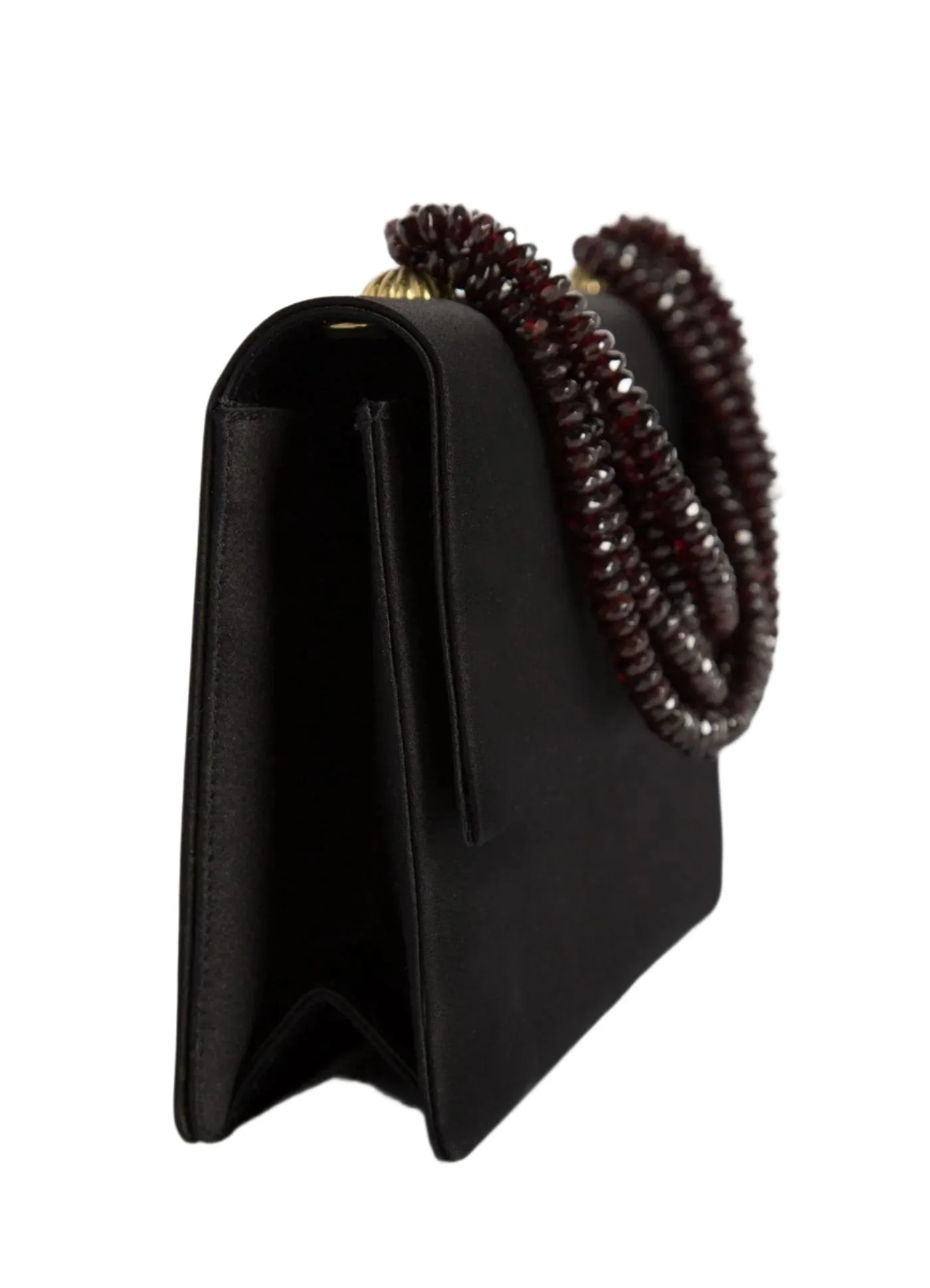 Necklace Handbag - Black Silk with Garnet Handle