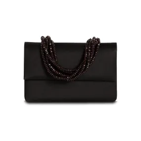 Necklace Handbag - Black Silk with Garnet Handle