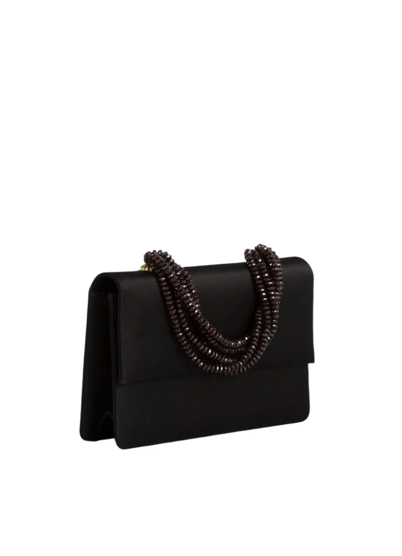 Necklace Handbag - Black Silk with Garnet Handle