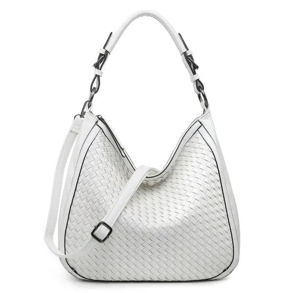 Nevaeh Weaved Vegan Leather Hobo Handbag