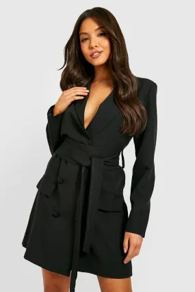 Obi Tie Waist Tailored Blazer Dress