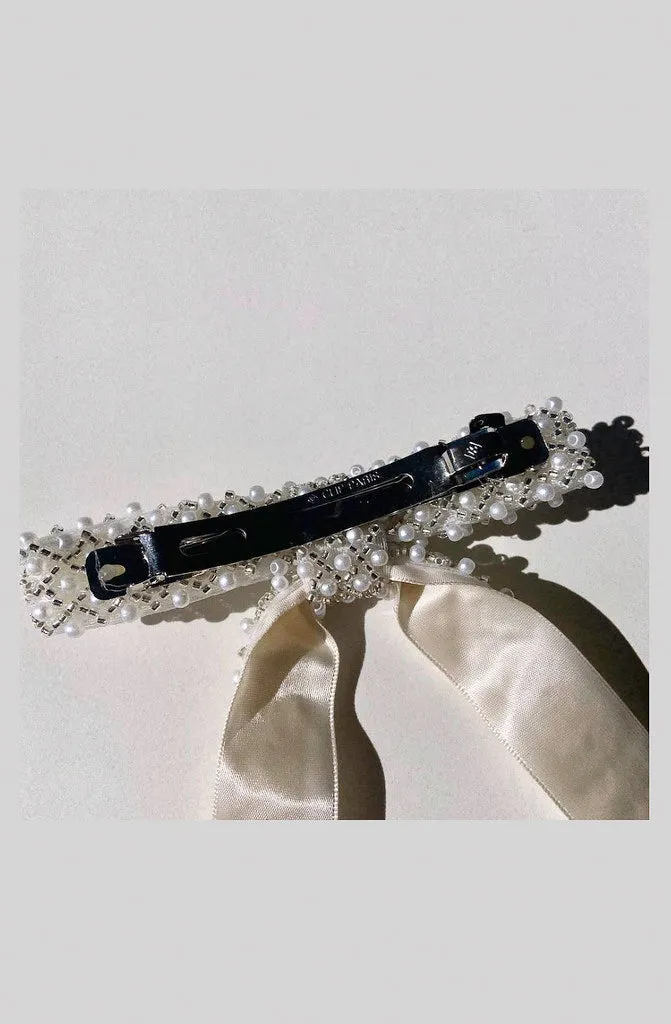 PEARL HAIR BOW BARRETTE