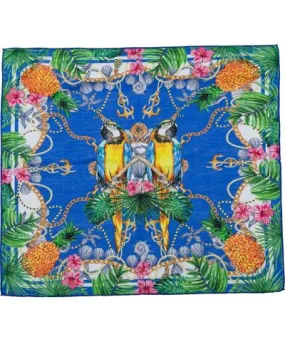 Perlavera Women's Raisa Parrot Blue Silk Large Scarf