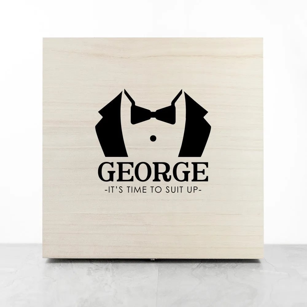 Personalised Suit Up Wedding Box