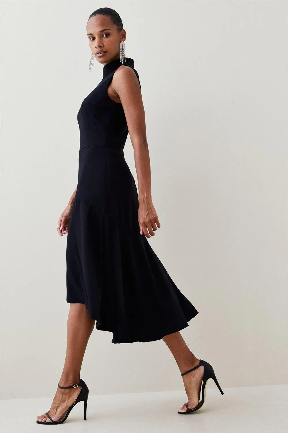 Petite Soft Tailored High Low Midi Dress | Karen Millen