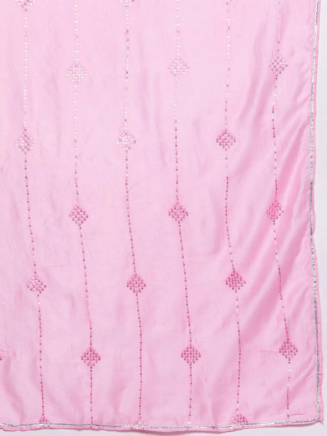 Pink Yoke Design Silk Blend Straight Suit With Dupatta