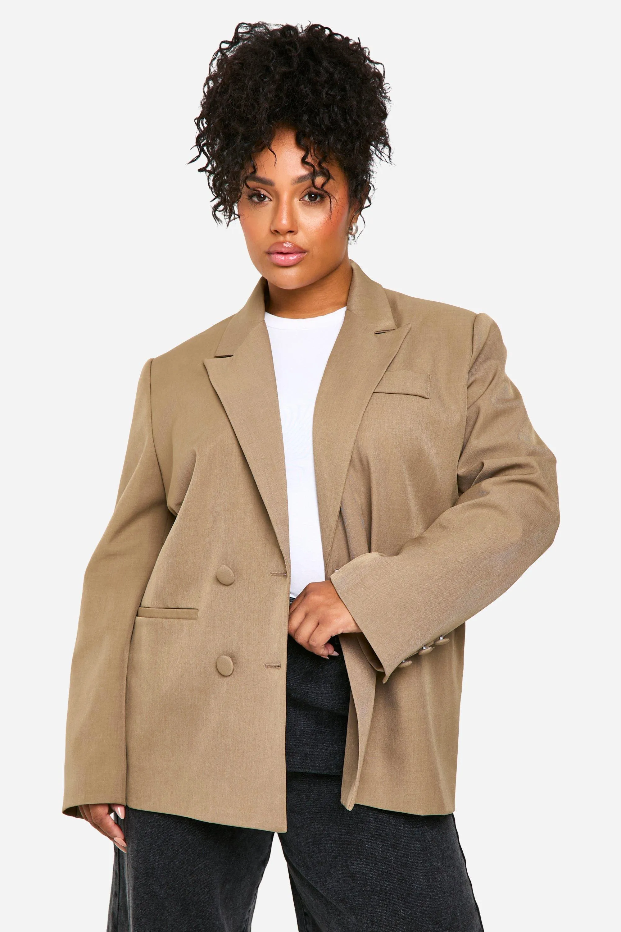 Plus Essential Oversized Double Breasted Blazer