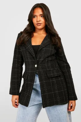 Plus Metallic Boucle Blazer