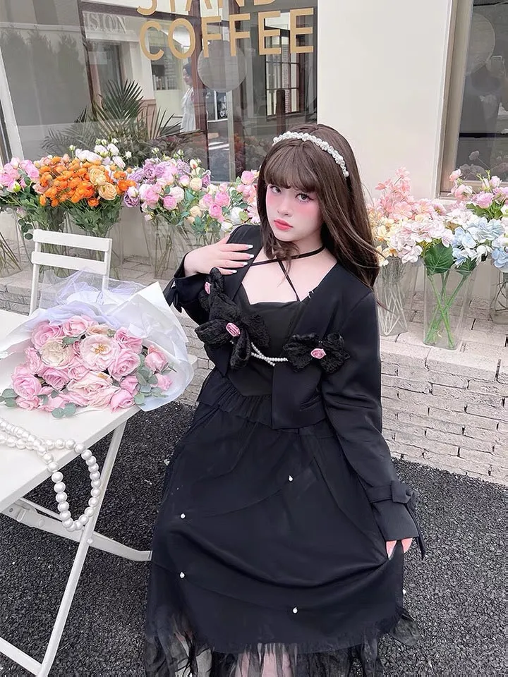 Plus size more kawaii romantic rose slip dress / suit