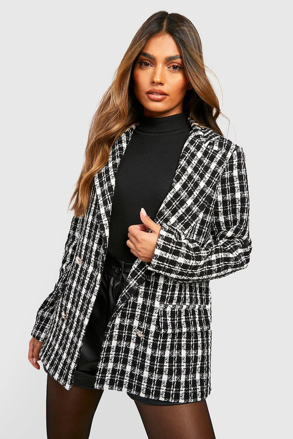 Premium Boucle Flannel Relaxed Fit Blazer