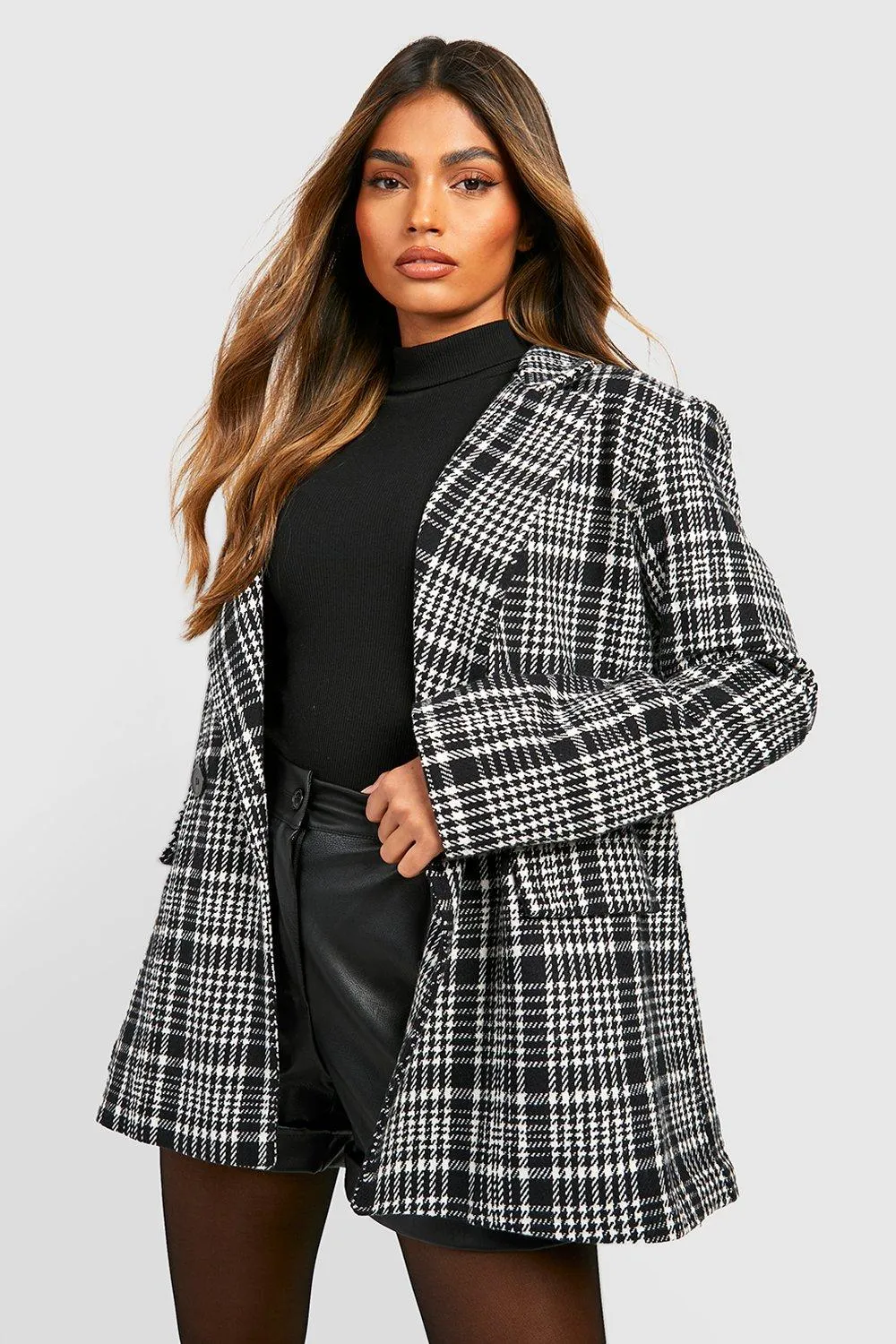 Premium Dogtooth Flannel Tailored Blazer