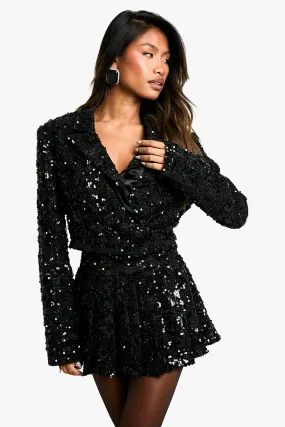 Premium Sequin Boucle Cropped Blazer