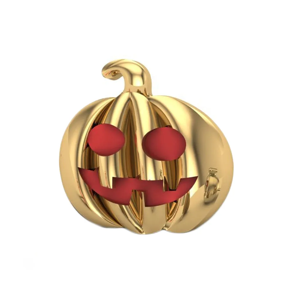 Pumpkin Face Threaded End in Gold