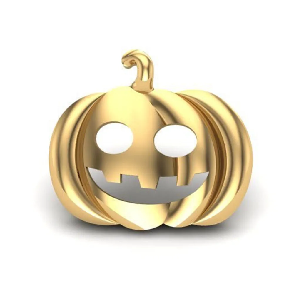 Pumpkin Face Threaded End in Gold